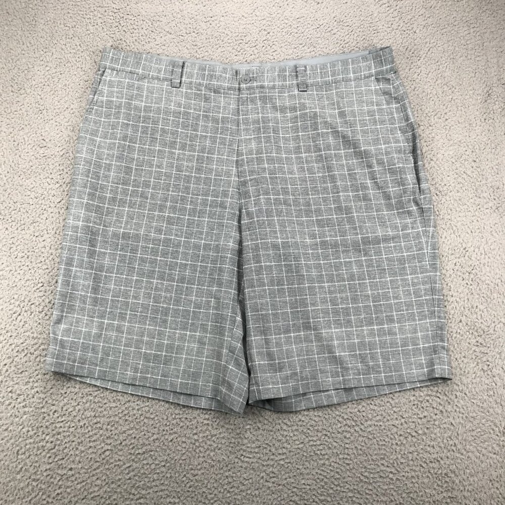 NIKE GOLF Shorts Mens Size 40 Tour Performance Gray Plaid Dri-Fit 11" Inseam